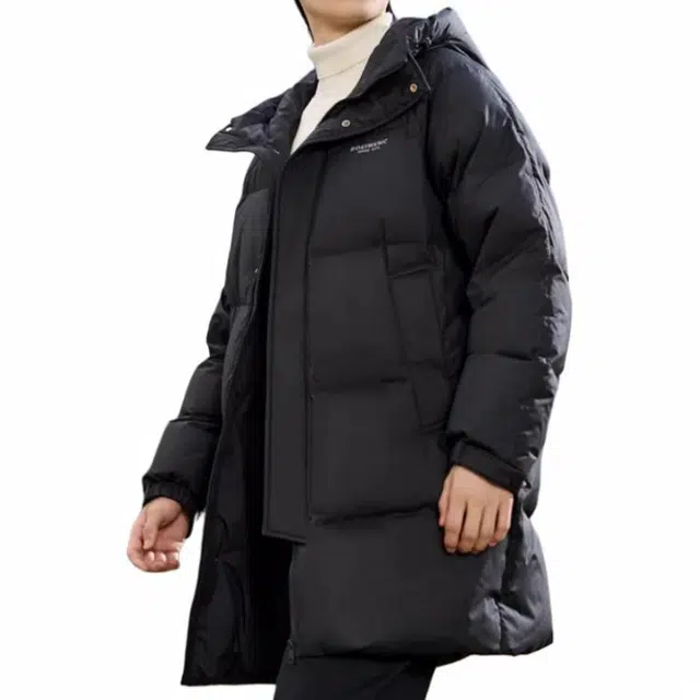 雅鹿 纯色连帽舒适长袖羽绒服 男款