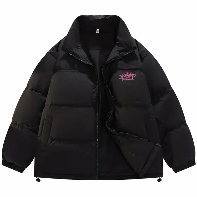 帕丁顿熊 基础款花体字母夜光发泡印花简约纯色宽松休闲防风防寒保暖加厚羽绒服 男女同款