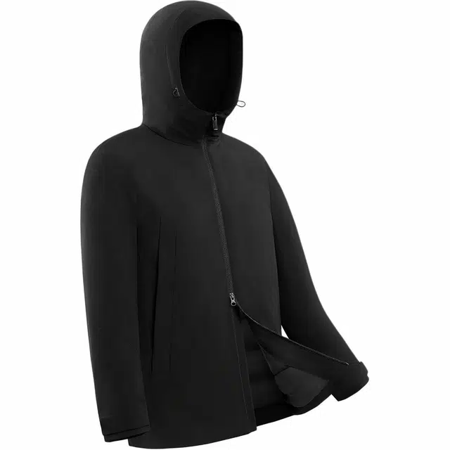 利郎 防水纯色商务休闲极简风保暖外套连帽白鸭绒轻薄派克羽绒服 男款