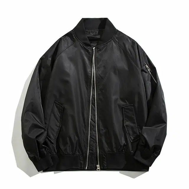 物质公式 美式高街复古飞行员外套廓形纯色基础款百搭户外机能风宽松防风防水加厚保暖立领夹克外套 男女同款