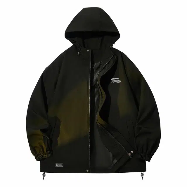 雅鹿 美式时尚舒适纯色休闲宽松连帽夹克 男女同款