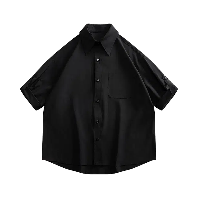 臣目 英伦雅痞薄款设计感小众短袖衬衫 男款