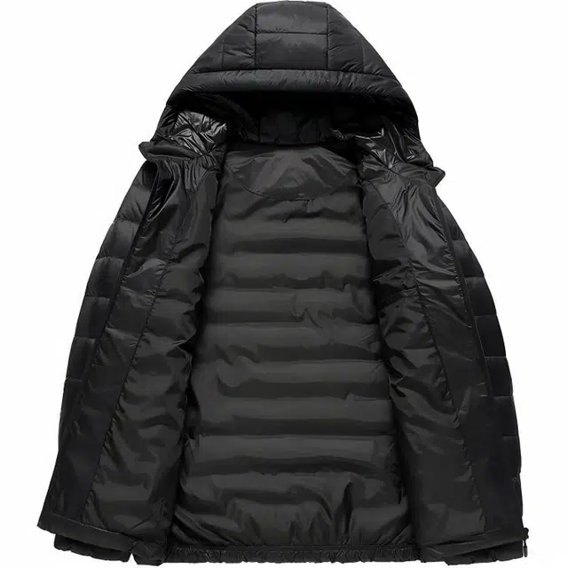 鸭鸭 纯色连帽拉链短款长袖羽绒服 男款