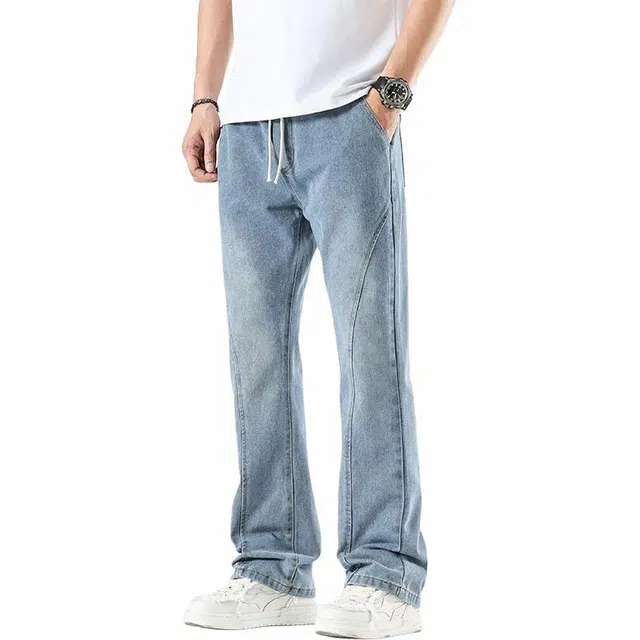 黑恐龙 宽松百搭直筒长裤舒适简约牛仔裤 男女同款