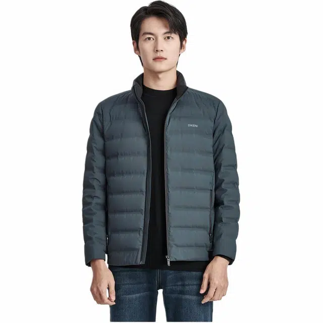 迪柯尼 简约立领舒适羽绒服 男款 灰蓝