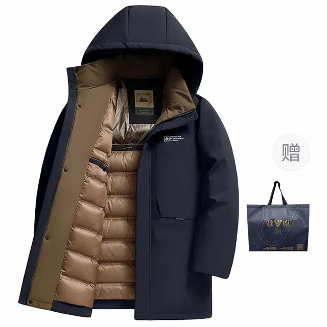 雅鹿 鸭绒保暖商务休闲厚外套中长款外套羽绒服 男款