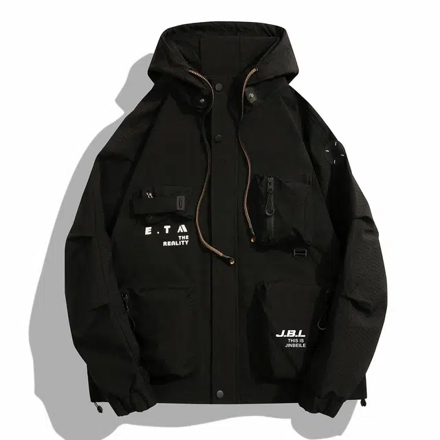 金贝勒 休闲户外连帽字母印花防风夹克外套 男款