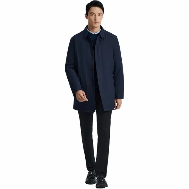 迪柯尼 纯色翻领时尚商务休闲羽绒服 男款 深宝蓝