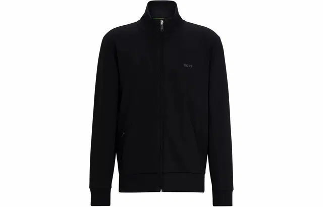HUGO BOSS Stretch-Cotton Zip-Up Sweatshirt With Logo Print