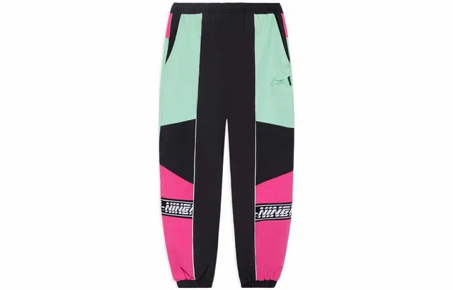 李宁 中国李宁系列 潮流音乐节 拼色束脚反光宽松运动裤 男款 撞色