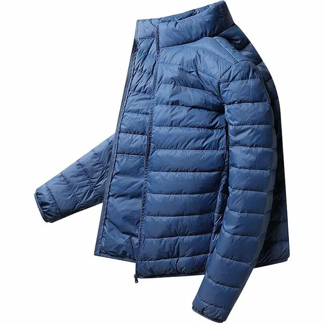 鸭鸭 纯色立领拉链休闲薄款羽绒服 男款