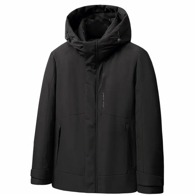 鸭鸭 纯色宽松休闲连帽羽绒服 男款