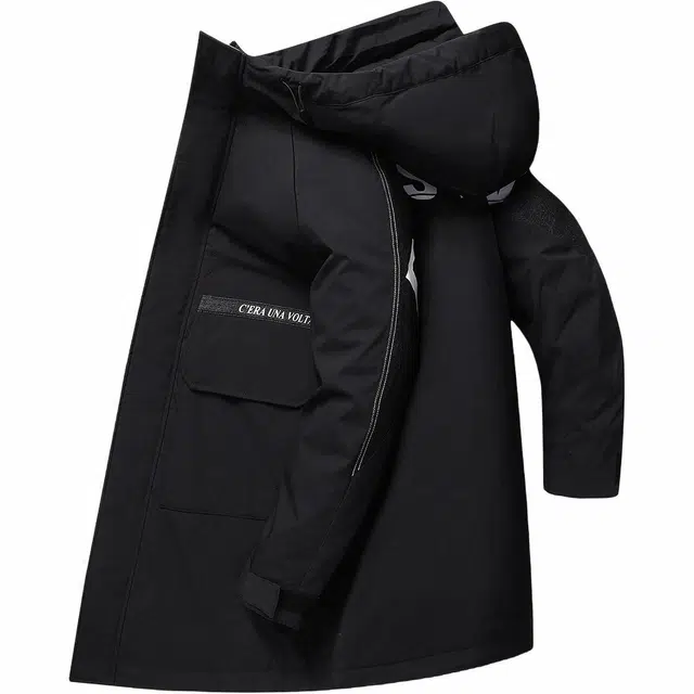 鸭鸭 字母印花连帽拉链长袖羽绒服 男款