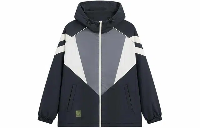 特步 篮球系列 撞色连帽宽松休闲运动长袖风衣 男款