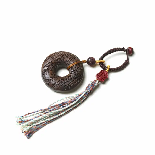 灵晔 新中式国风文玩福禄双全 诸事顺遂平安顺遂 八方来财 国潮 好运莲莲 檀木 车挂件 男女同款情侣款