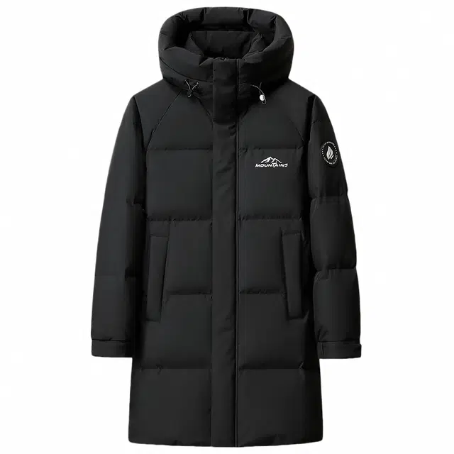 鸭鸭 石墨烯蓄热中青年纯色韩版休闲百搭户外防寒保暖中长款连帽羽绒服 男女同款