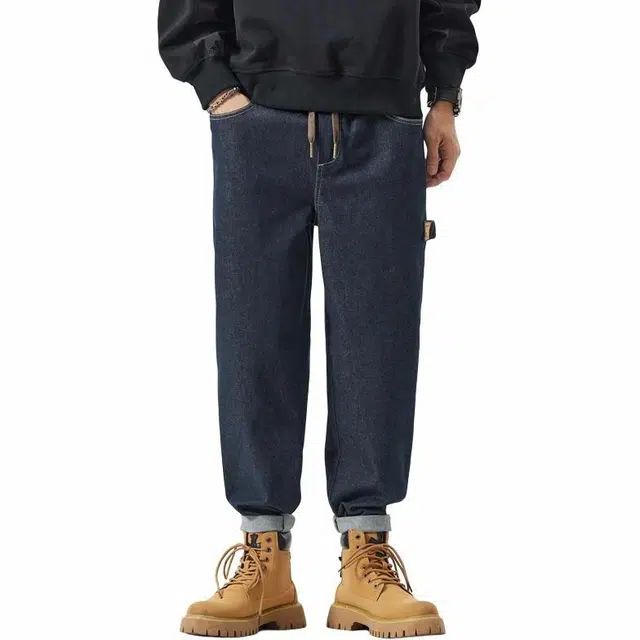 大白鲨 阔腿锥形百搭潮流美式复古宽松男士牛仔裤 男款
