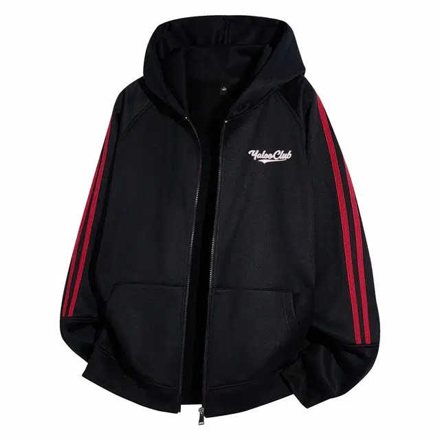 雅鹿 美式街头字母印花休闲宽松百搭连帽开衫保暖高街学院风高级感夹克外套 男女同款