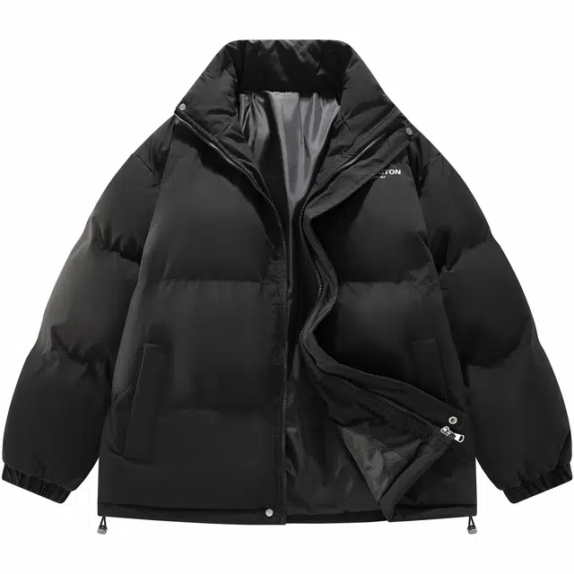 帕丁顿熊 基础款卡通小熊字母贴标面包服外套简约纯色休闲宽松防风防寒保暖加厚棉服 男女同款