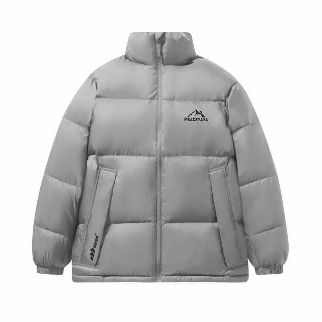 鸭鸭 经典暖冬系列 简约字母印花设计感青少年基础款学生党好物学院风纯色户外通勤防风保暖抗皱宽松休闲百搭拉链立领羽绒服 男女同款