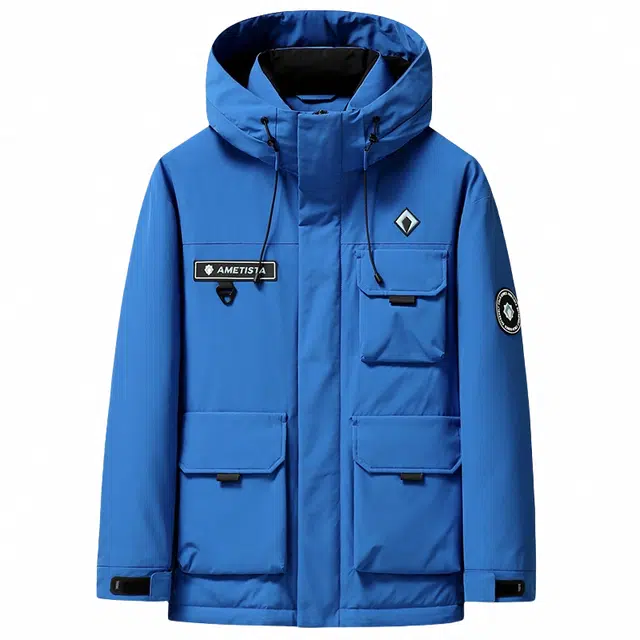 鸭鸭 石墨烯蓄热时尚韩版休闲百搭短款连帽山系户外运动多口袋防寒保暖工装羽绒服 男女同款