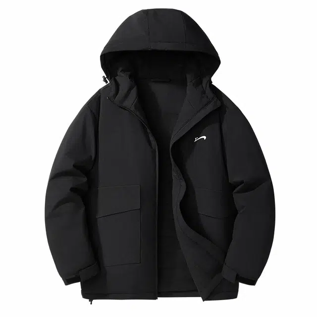 贵人鸟 纯色休闲宽松保暖长袖连帽棉服 男款