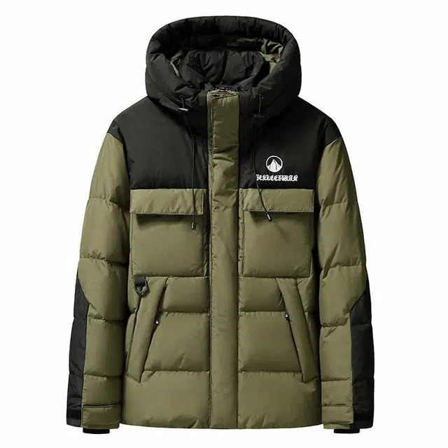 雅鹿 户外通勤休闲中长款加厚连帽保暖羽绒服 男款