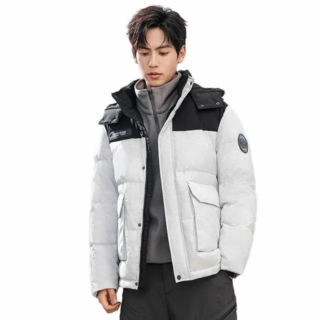 可脱卸帽雅鹿 短款户外御寒保暖加厚连帽面包服羽绒服 男款