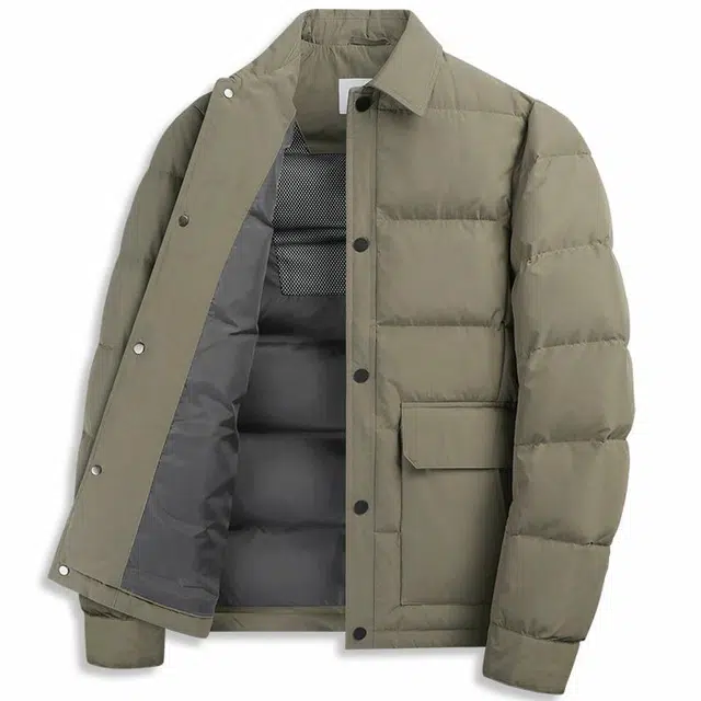 与狼共舞 科技保暖厚实商务休闲翻领羽绒服 男款 卡其