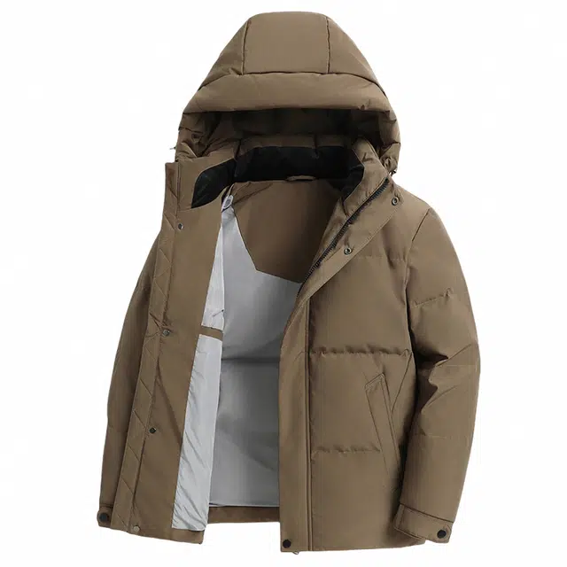 雅鹿 加厚可拆卸帽中老年人休闲羽绒服 男款