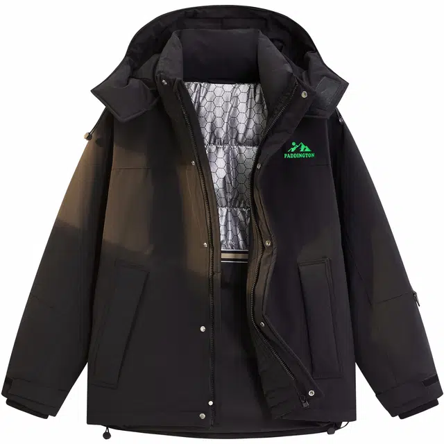 帕丁顿熊 简约发泡夜光雪山印花纯色宽松工装户外休闲可拆卸连帽防风防寒外套保暖加厚羽绒服 男女同款