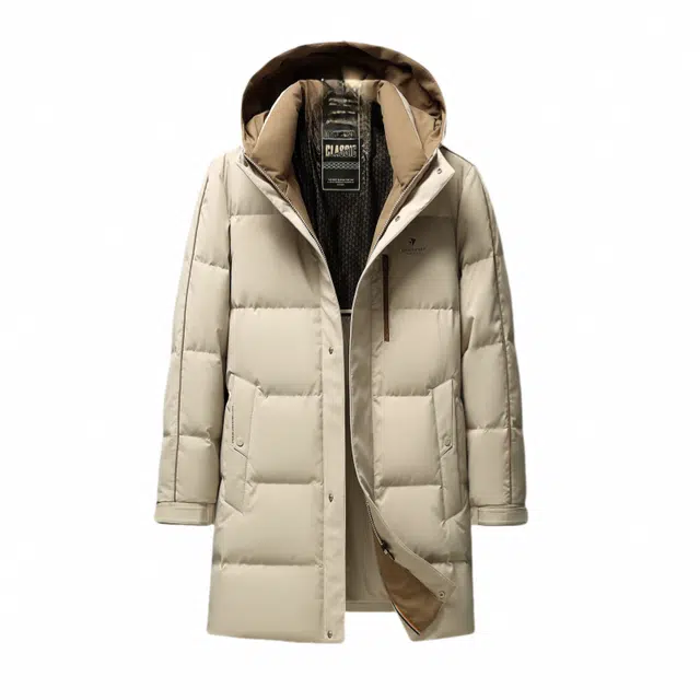 雅鹿 中长款连帽保暖加厚青年休闲御寒防风羽绒服 男款