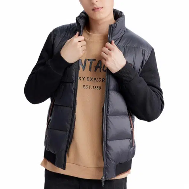 梦特娇 通勤休闲纯色羽绒服 男款 黑色