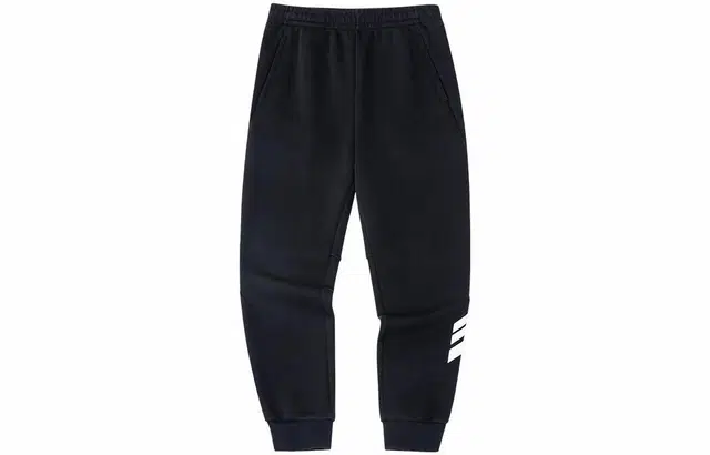 安踏 生活系列 纯色亲肤印花图案加绒束脚运动裤 男款 黑色