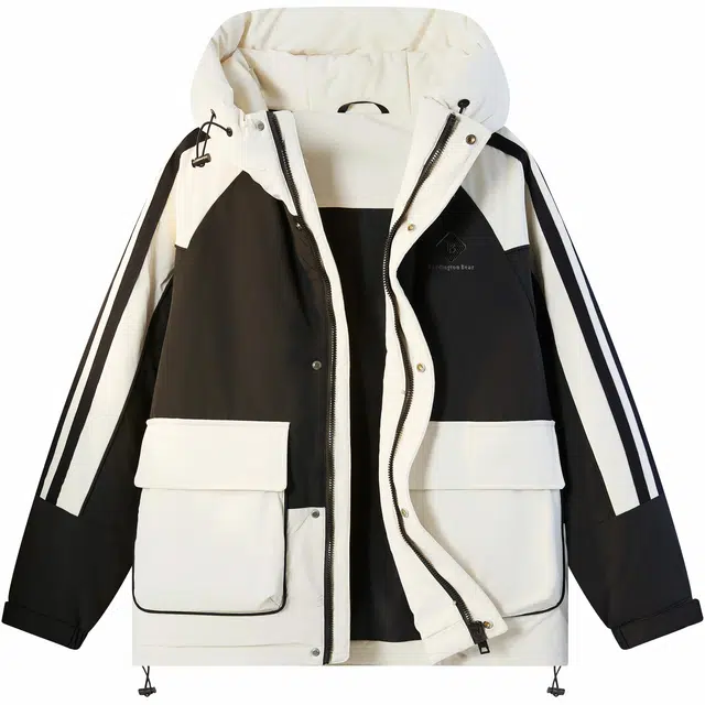 帕丁顿熊 简约字母条纹保暖加厚羽绒服 男女同款