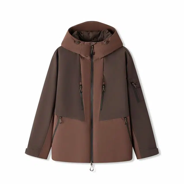 森马 防水防油防污防风户外拼接撞色棉服 男款