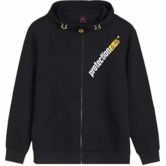 匹克 运动生活系列 字母连帽透气拉链舒适夹克外套 男女同款 黑色