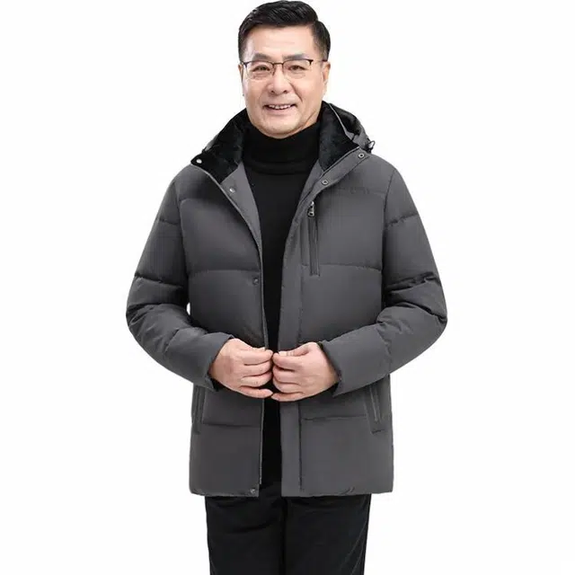 雅鹿 加厚保暖中老年爸爸装连帽羽绒服 男款
