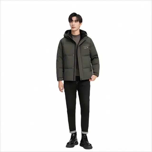 雅鹿 加厚休闲保暖连帽羽绒服 男款