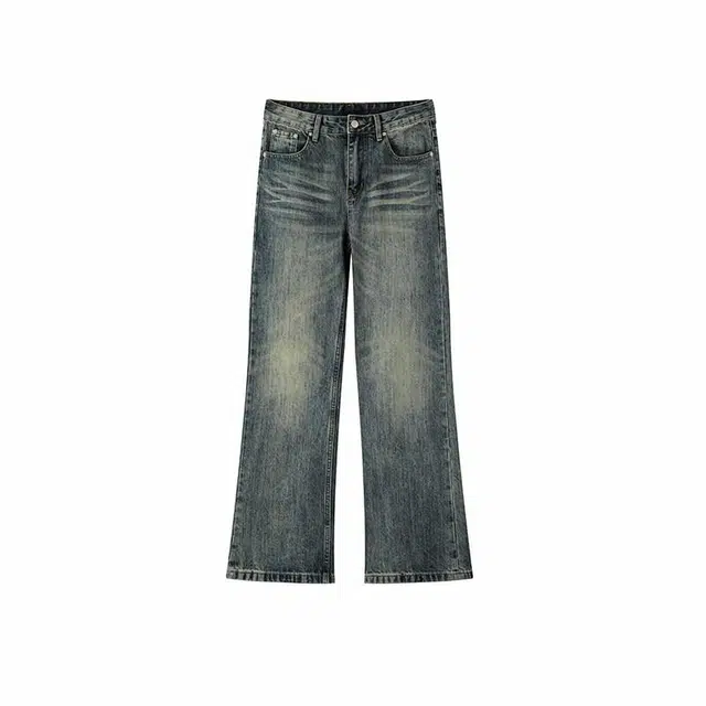 欧路得 水洗做旧男宽松复古设计感直筒长裤牛仔裤 男款 浅蓝色