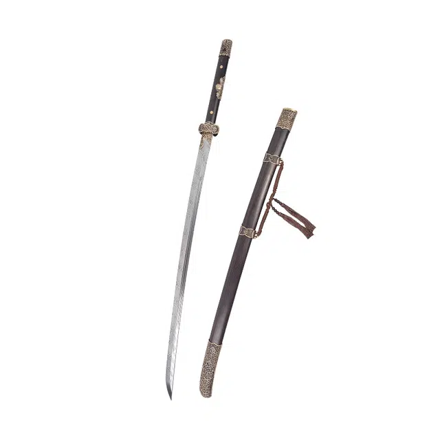 天子剑 梅莺戚家刀 百炼钢刃黄铜装龙泉长刀剑兵器收藏未开刃 成品模型