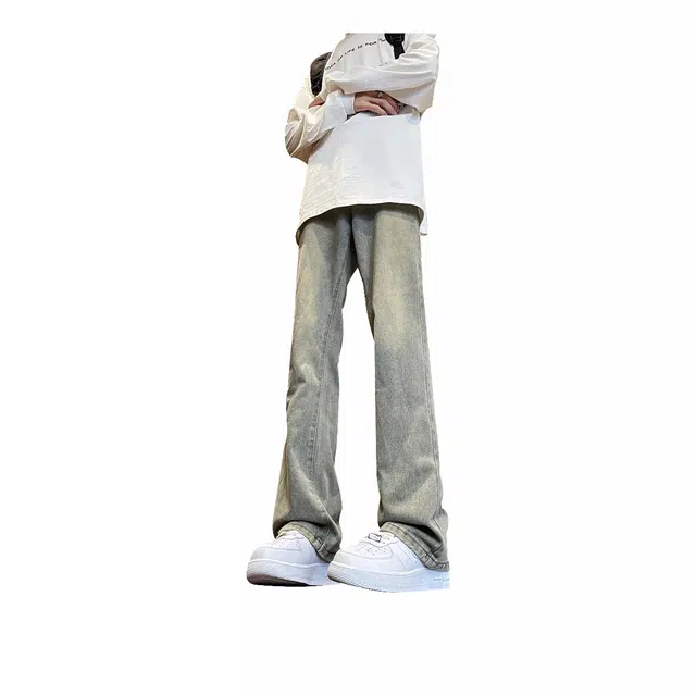 巴塞罗那足球俱乐部 美式复古水洗渐变直筒亲肤透气休闲百搭弹力微喇通勤长裤牛仔裤 男女同款