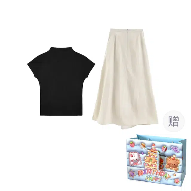 依钗 多风格融合的短袖上衣与半身裙夏季时尚穿搭裙装套装 女款