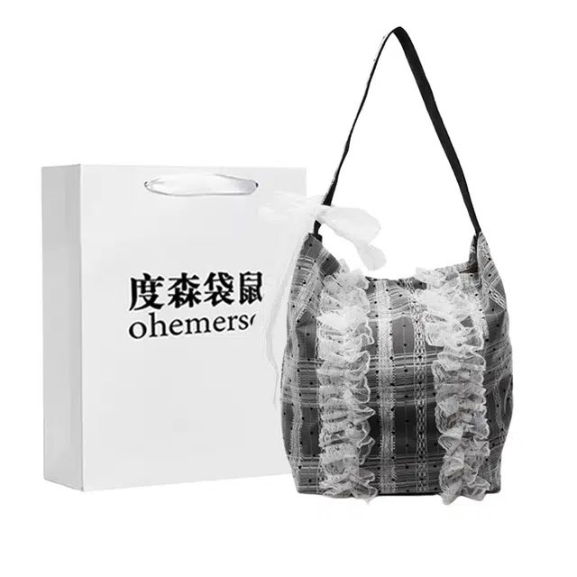 度森袋鼠 韩版时尚百搭小清新波点通勤出行逛街 帆布包 单肩包 女款 黑色/米白/粉色