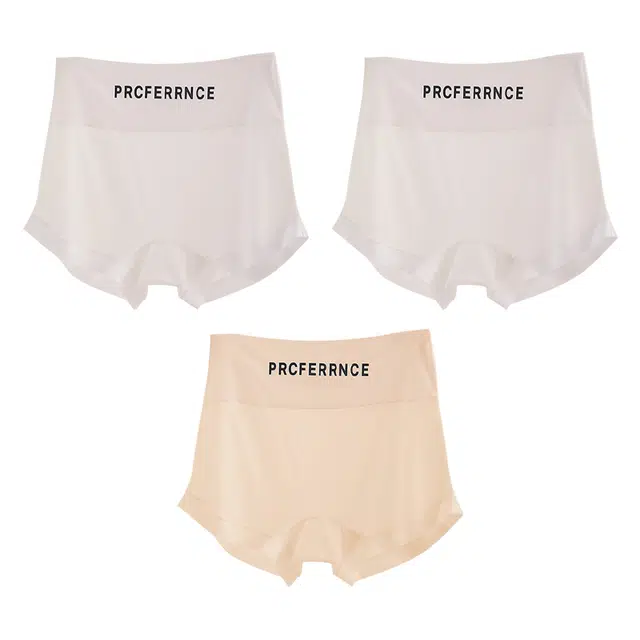 二三二三 轻薄透气亲肤舒适抑菌内裤不卡档不夹臀凉感不卷边四角裤纯色简约字母印花时尚舒适短裤 女款 组合装