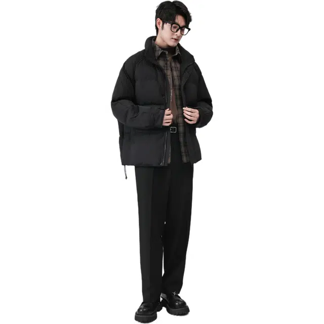 恒源祥 立领假两件美式纯色精品羽绒服 男女同款