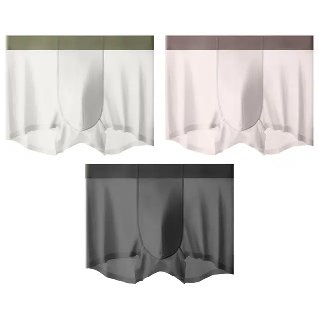 二三二三 透气轻盈裸感高弹短裤速干不夹臀中腰四角裤纯色简约时尚内裤 男款 组合装