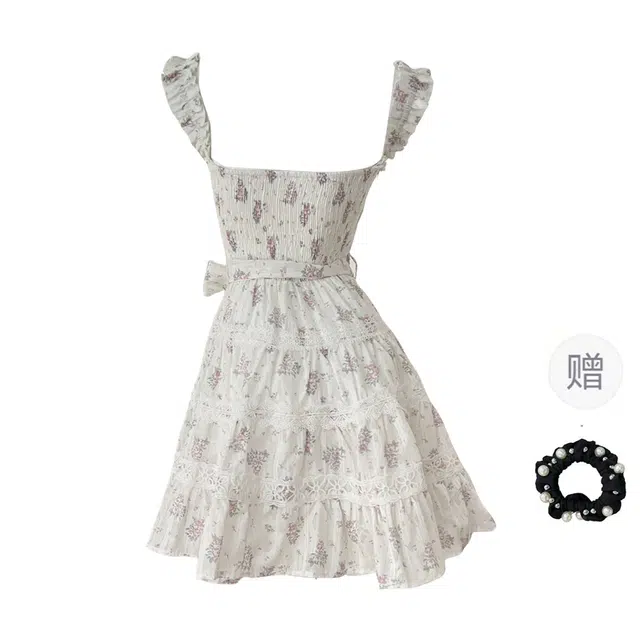 雾闪闪 舒适简约通勤透气吊带连衣裙 女款 （两件套+发圈）买赠
