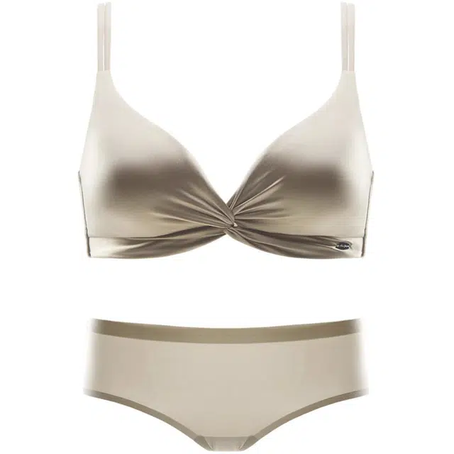 潞优野 性感三角杯美背小胸聚拢无钢圈收副乳内衣裤套装 女款