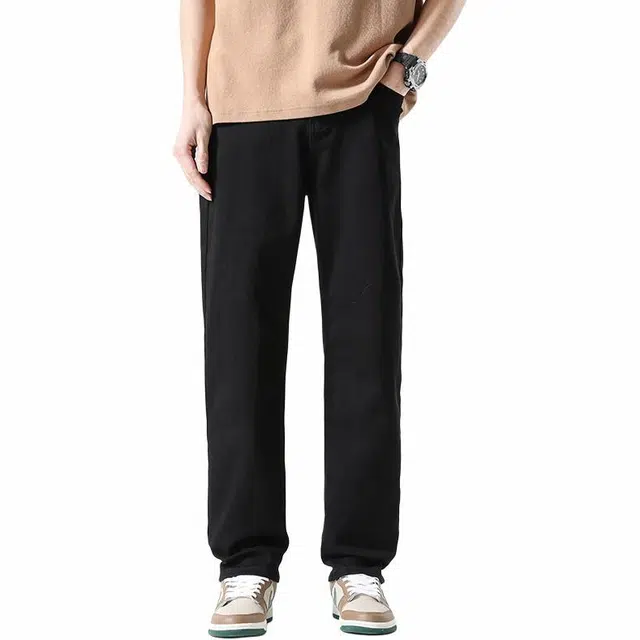 【dme】 美式高街风时尚纯色微弹舒适百搭牛仔裤 男女同款 黑色